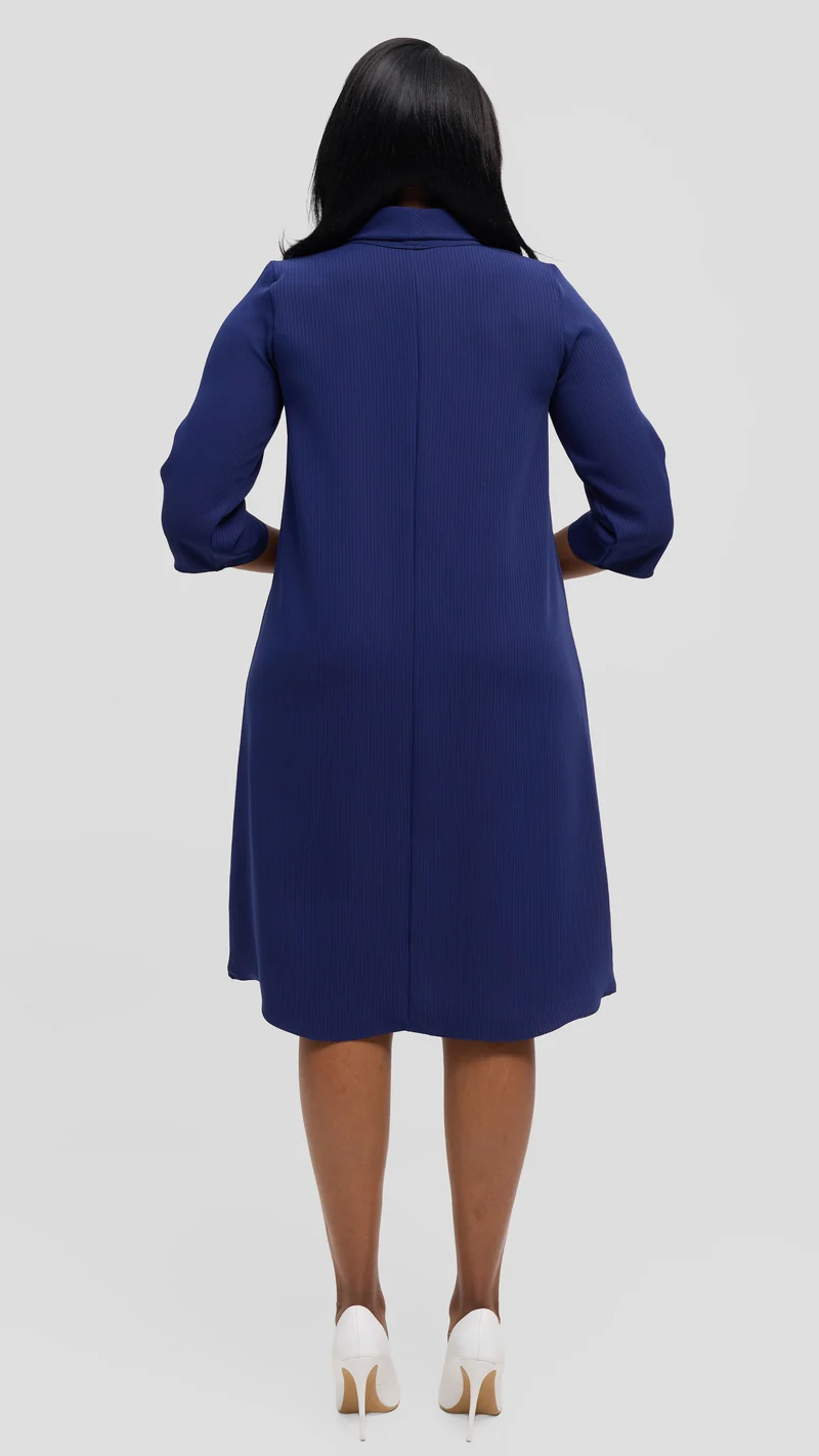 Vivo Tatili Pinstripe Tent Dress in Crepe - Navy