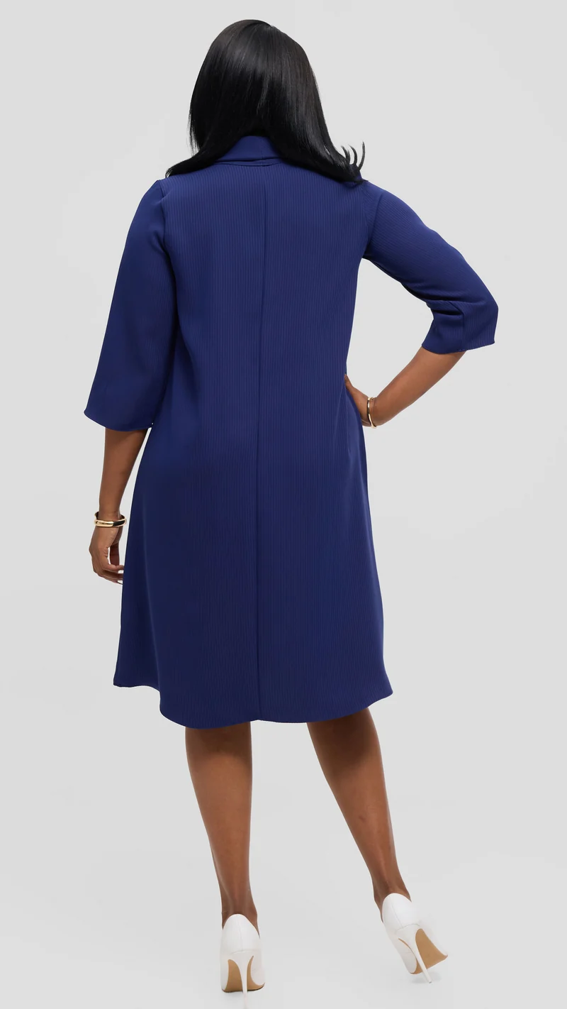 Vivo Tatili Pinstripe Tent Dress in Crepe - Navy