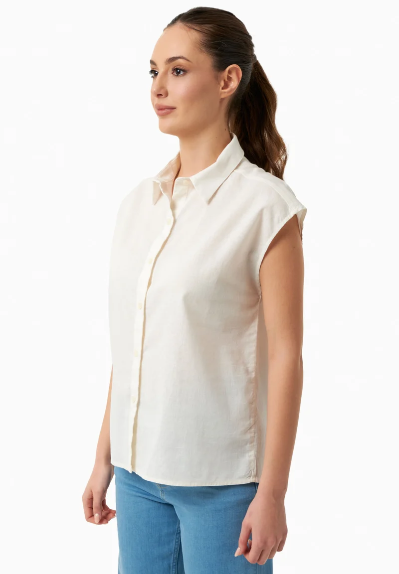 Bluse aus Bio-Baumwolle und Leinen