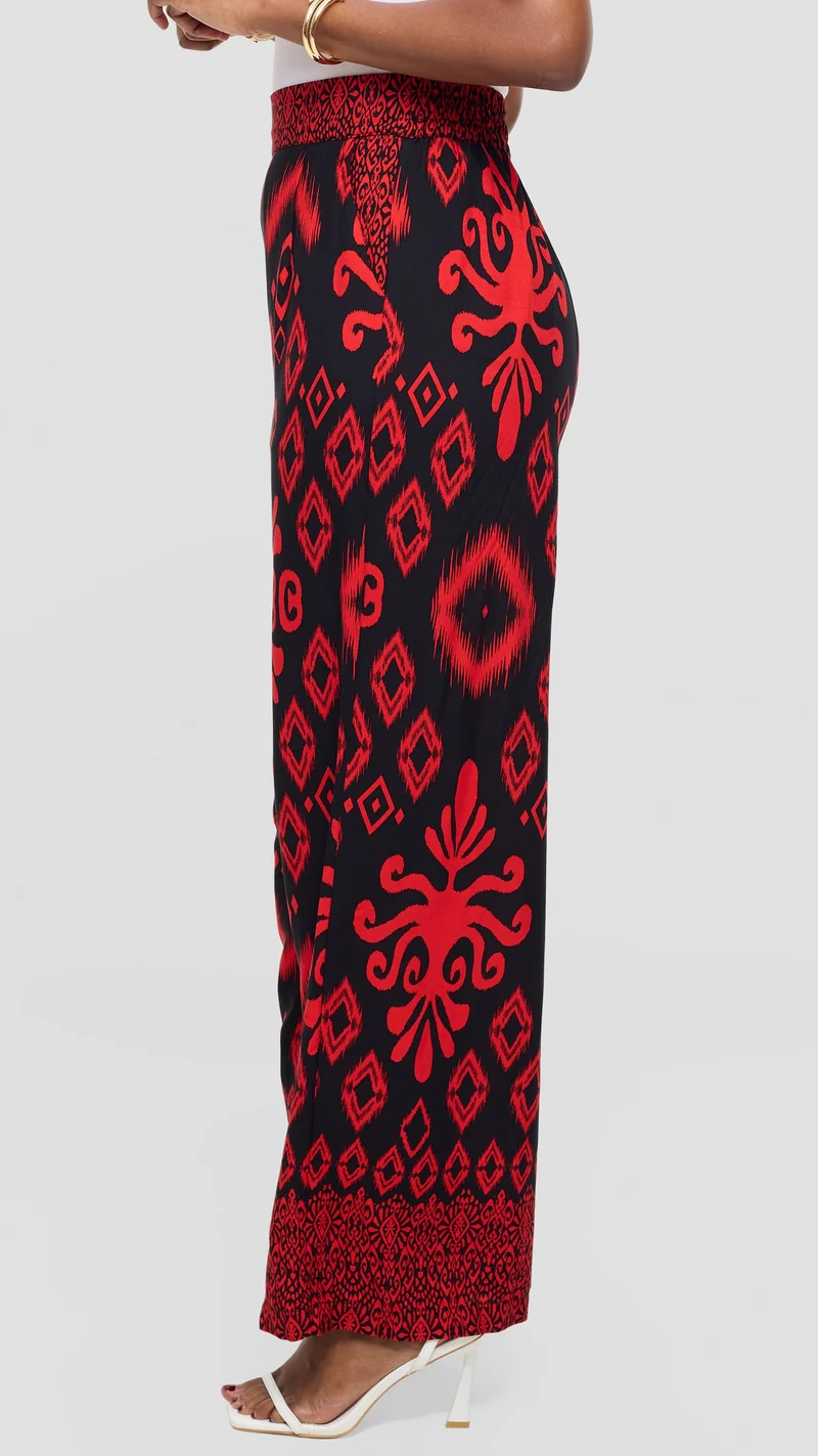 Vivo Samira Pants in Rayon - Black / Red Print