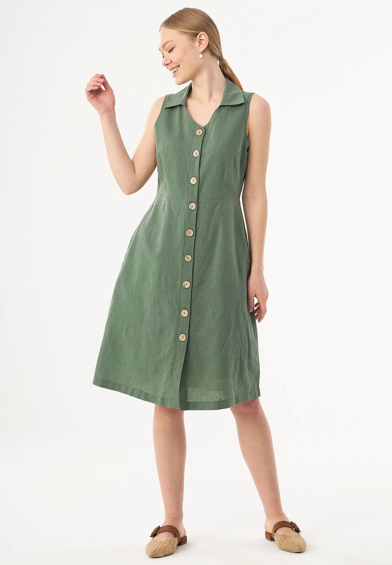 Hemdkleid aus Leinen und Bio-Baumwolle