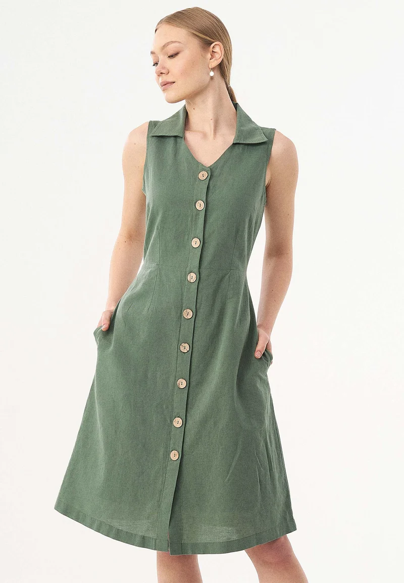 Hemdkleid aus Leinen und Bio-Baumwolle