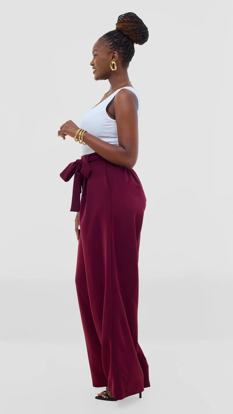 Poised Palazzo Pants - Burgundy