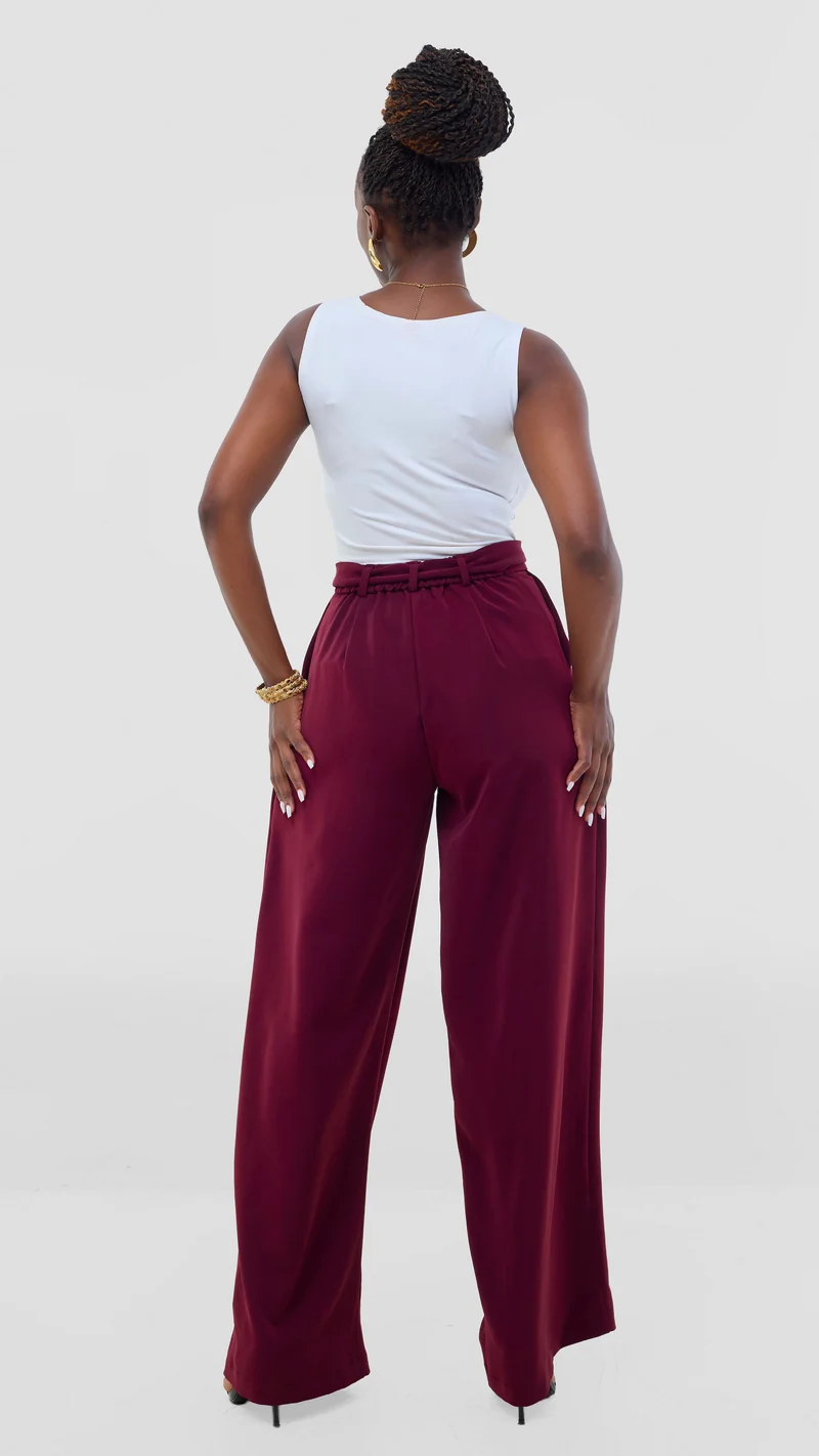 Poised Palazzo Pants - Burgundy
