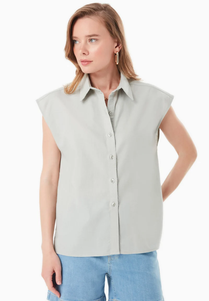Bluse aus Bio-Baumwolle und Leinen