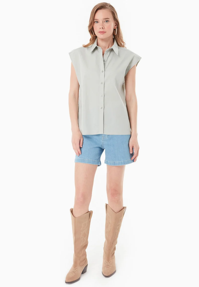 Bluse aus Bio-Baumwolle und Leinen