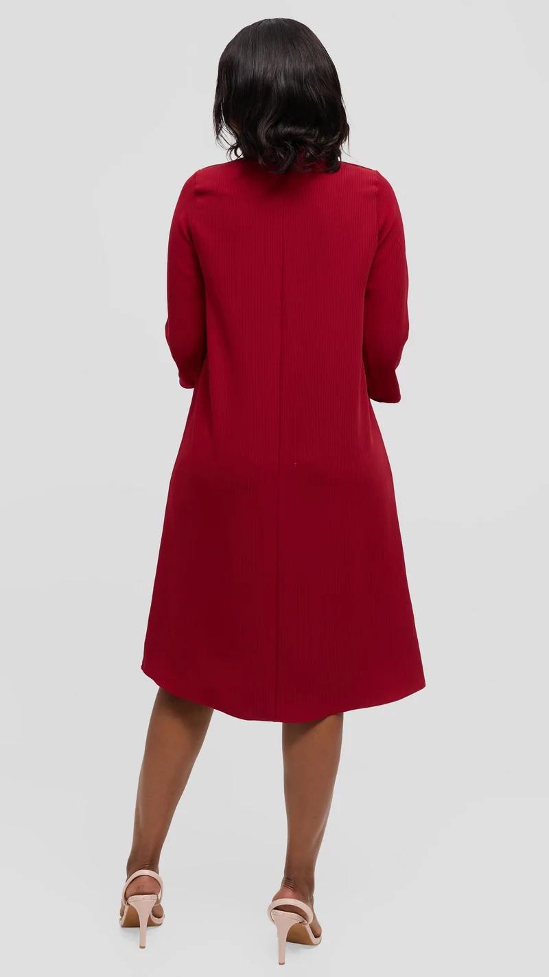 Vivo Tatili Pinstripe Tent Dress in Crepe - Dark Red