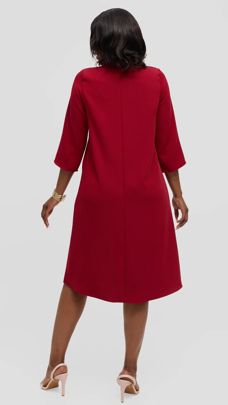Vivo Tatili Pinstripe Tent Dress in Crepe - Dark Red