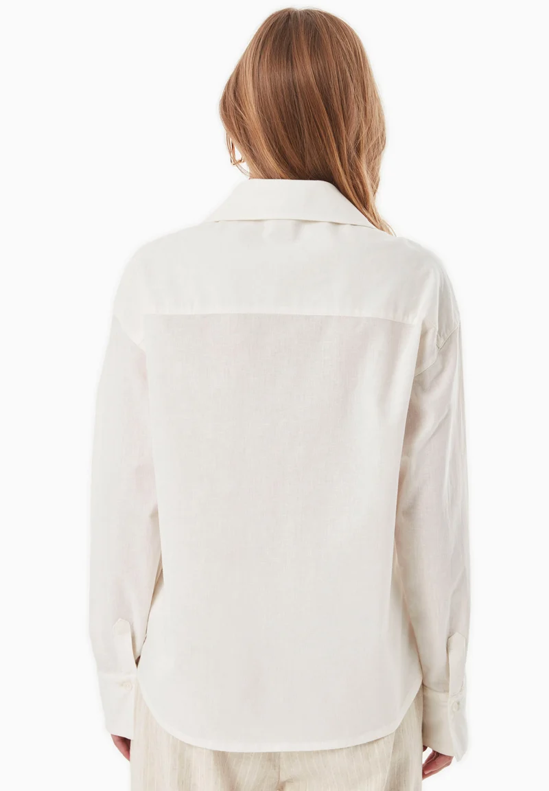 Bluse aus Bio-Baumwolle und Leinen mit Bestickung