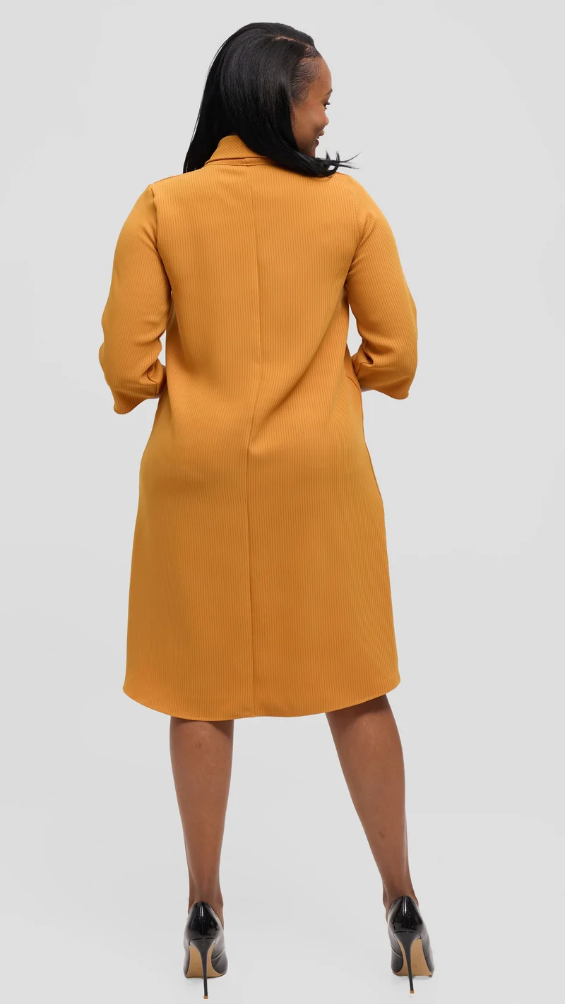 Vivo Tatili Pinstripe Tent Dress in Crepe - Mustard