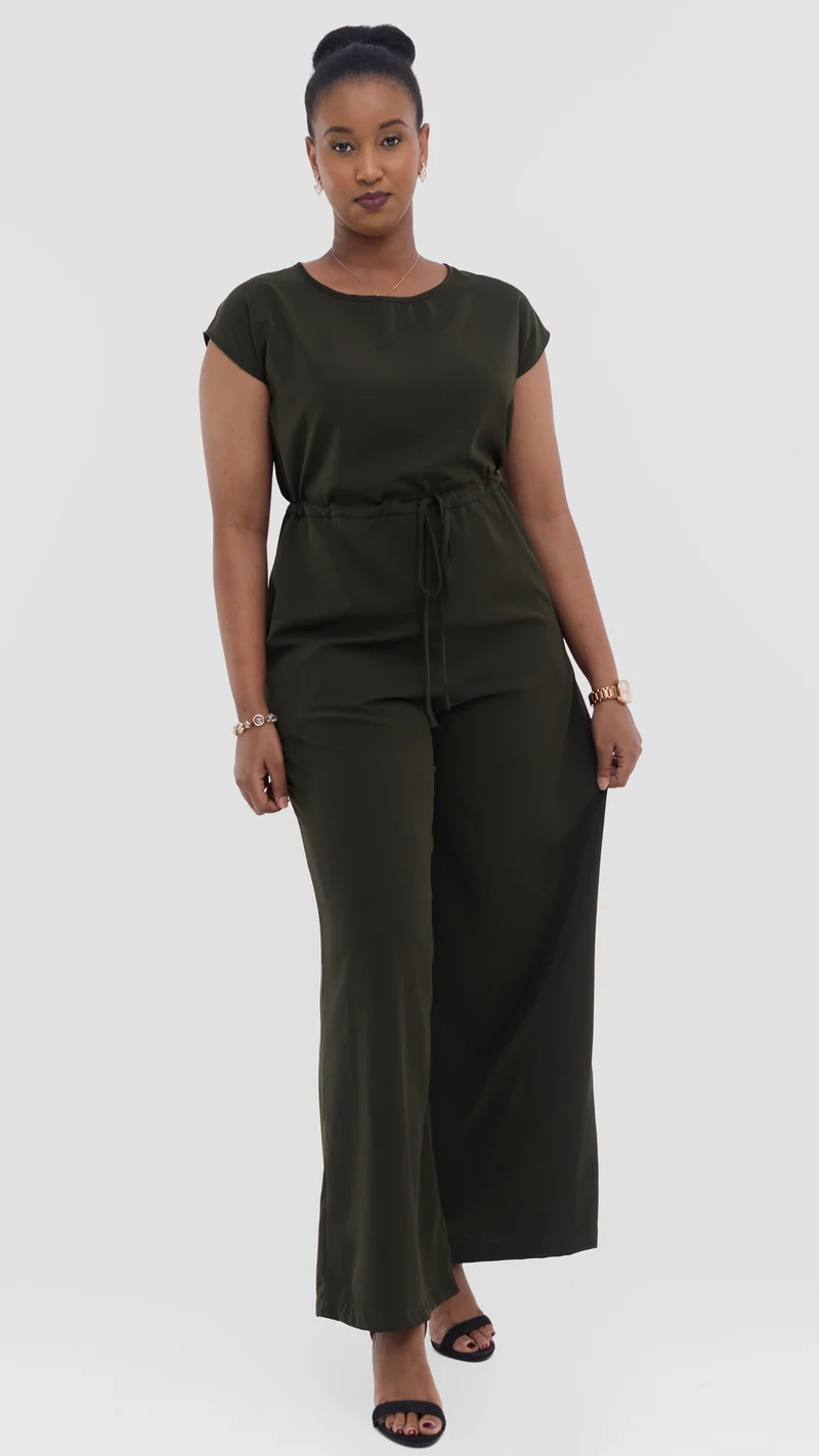 Vivo Sakari Drop Shoulder Jumpsuit in Crepe - Dark Hunters