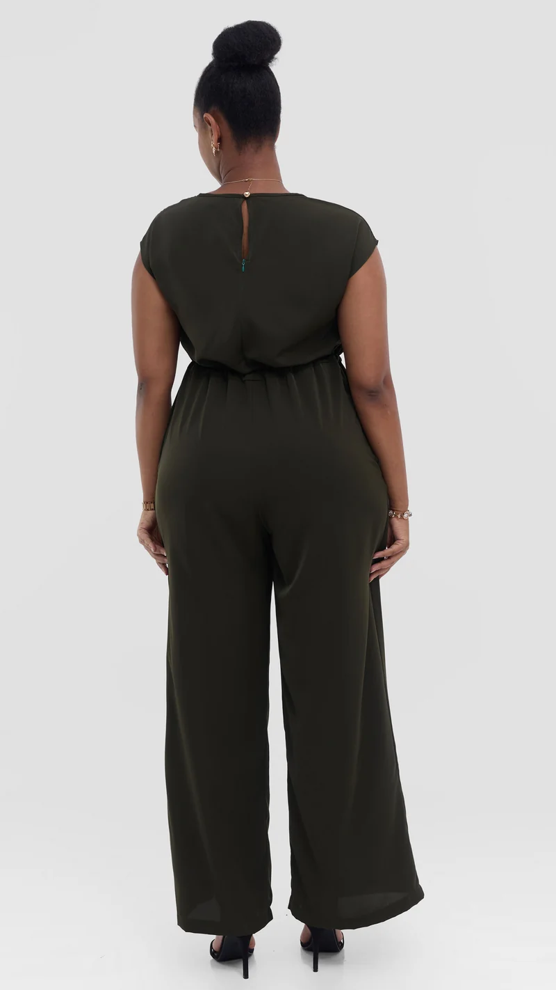 Vivo Sakari Drop Shoulder Jumpsuit in Crepe - Dark Hunters