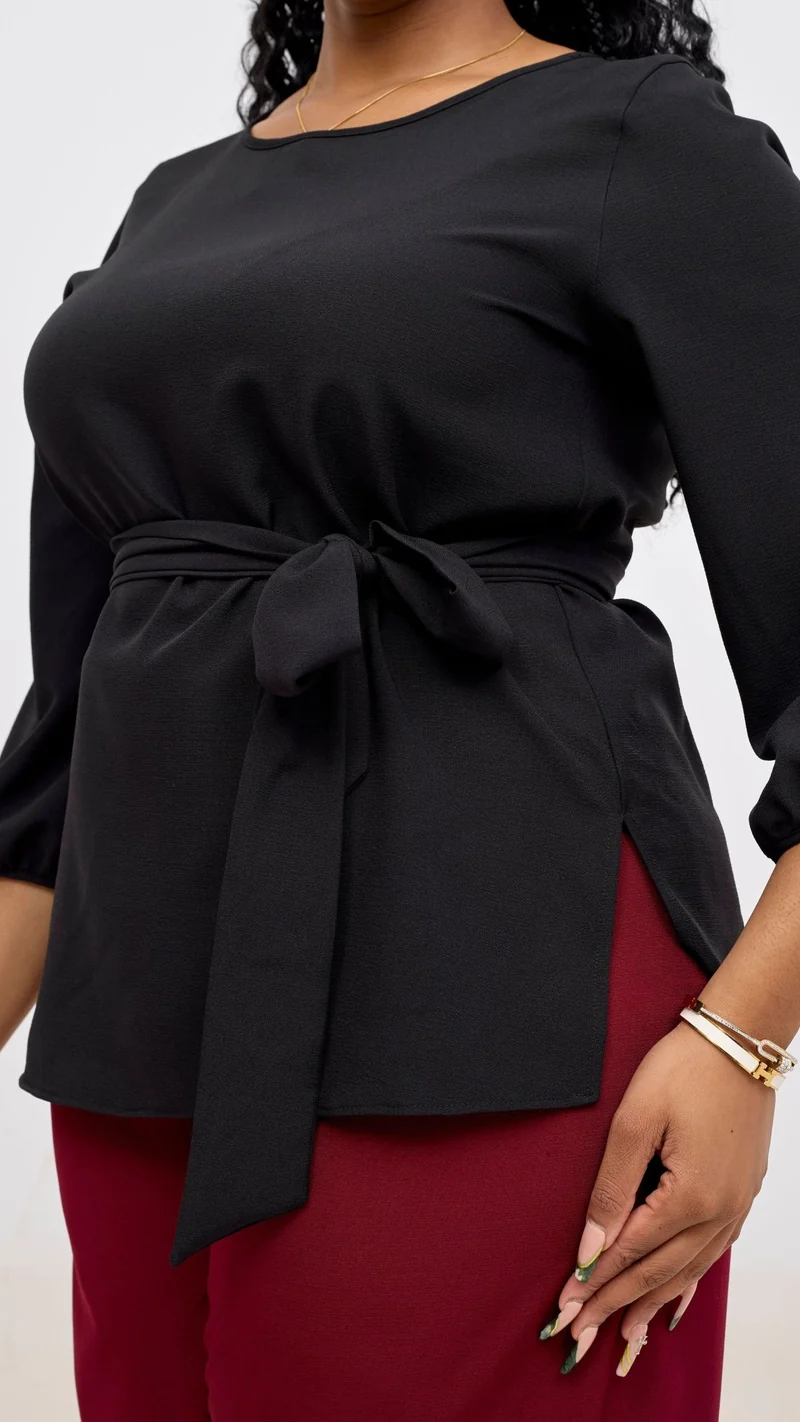 Vivo Kani Bishop Sleeve Top - Black