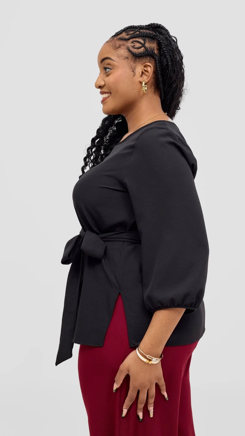 Vivo Kani Bishop Sleeve Top - Black