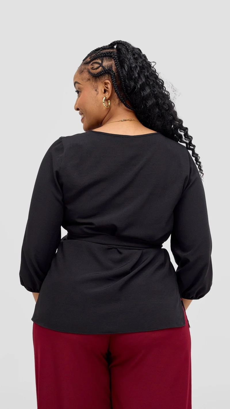 Vivo Kani Bishop Sleeve Top - Black