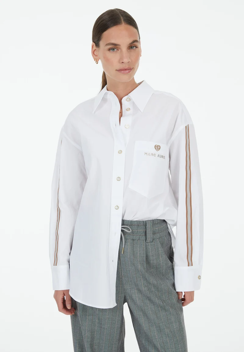 Chemisier en coton avec bandes et logo