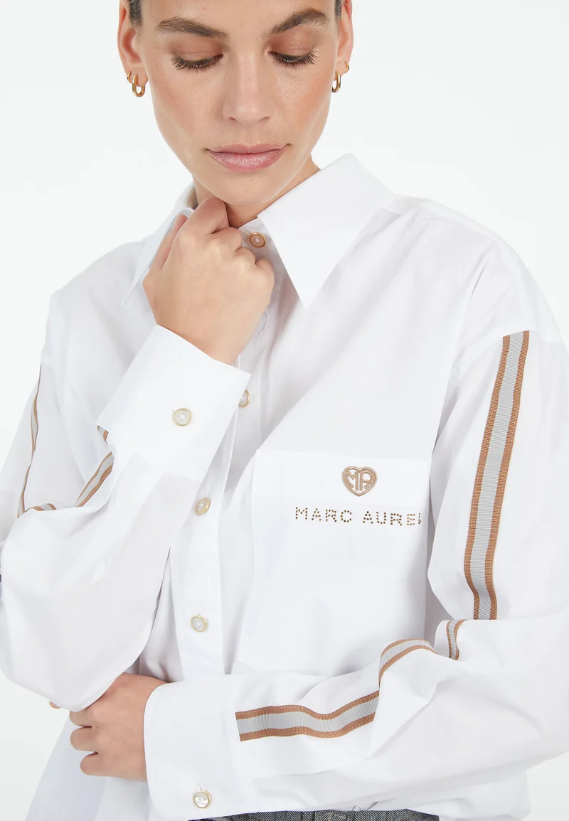 Chemisier en coton avec bandes et logo