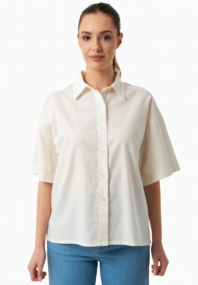 Bluse aus Bio-Baumwolle und Leinen