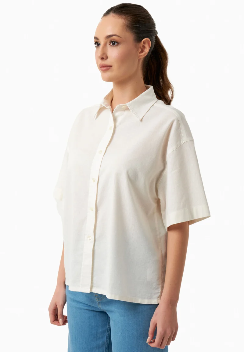 Bluse aus Bio-Baumwolle und Leinen