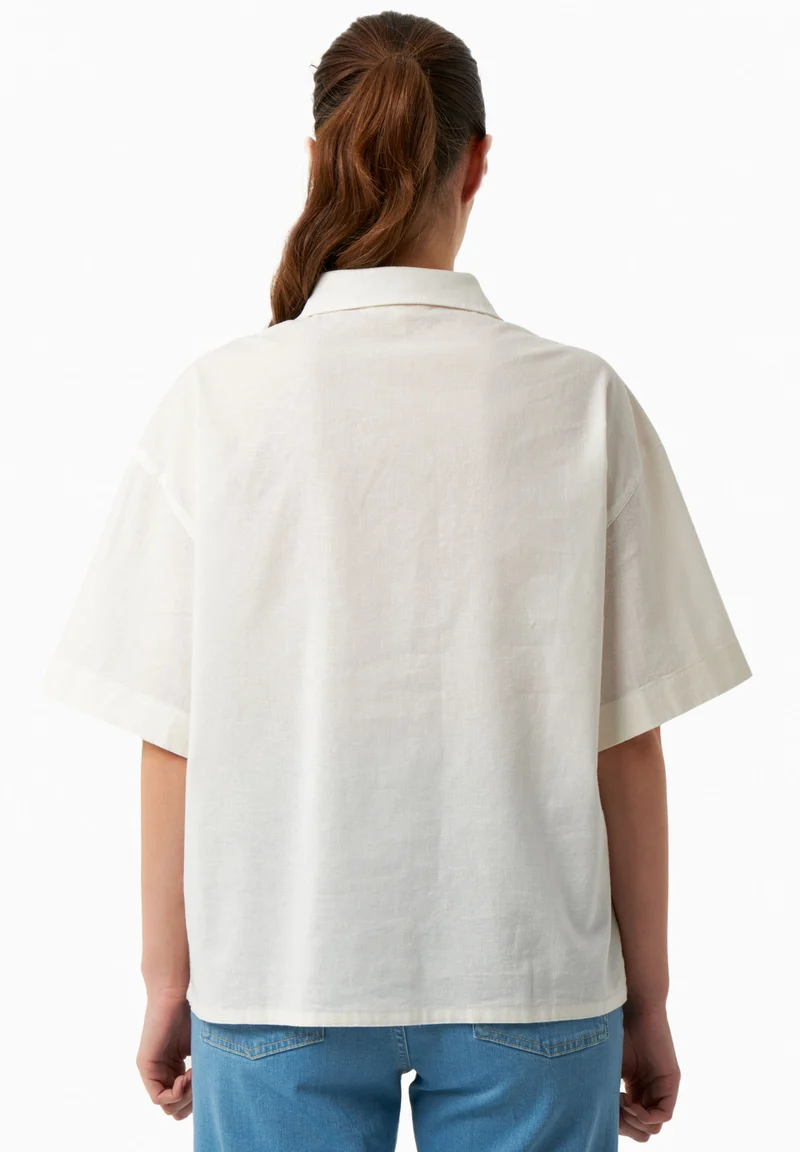 Bluse aus Bio-Baumwolle und Leinen