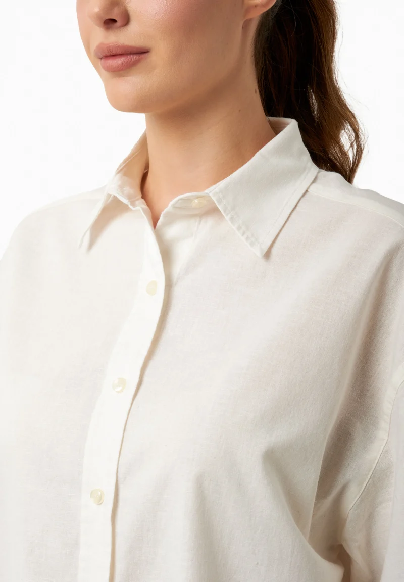 Bluse aus Bio-Baumwolle und Leinen
