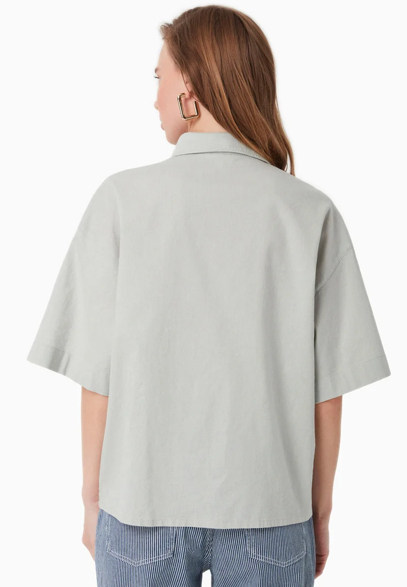 Bluse aus Bio-Baumwolle und Leinen