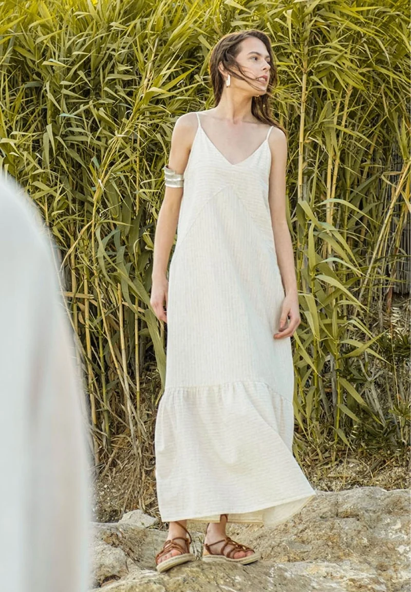 Kleid aus Bio-Baumwolle und Leinen
