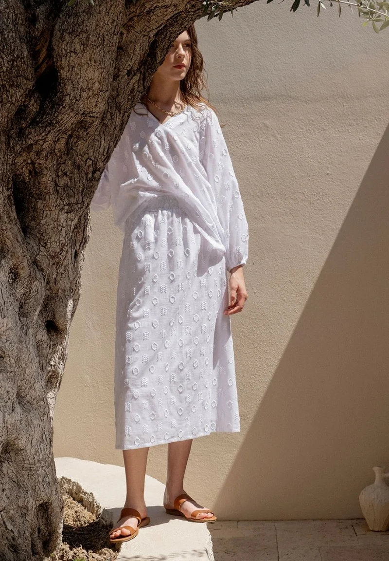 Bluse aus Bio-Baumwolle im Jacquardgewebe