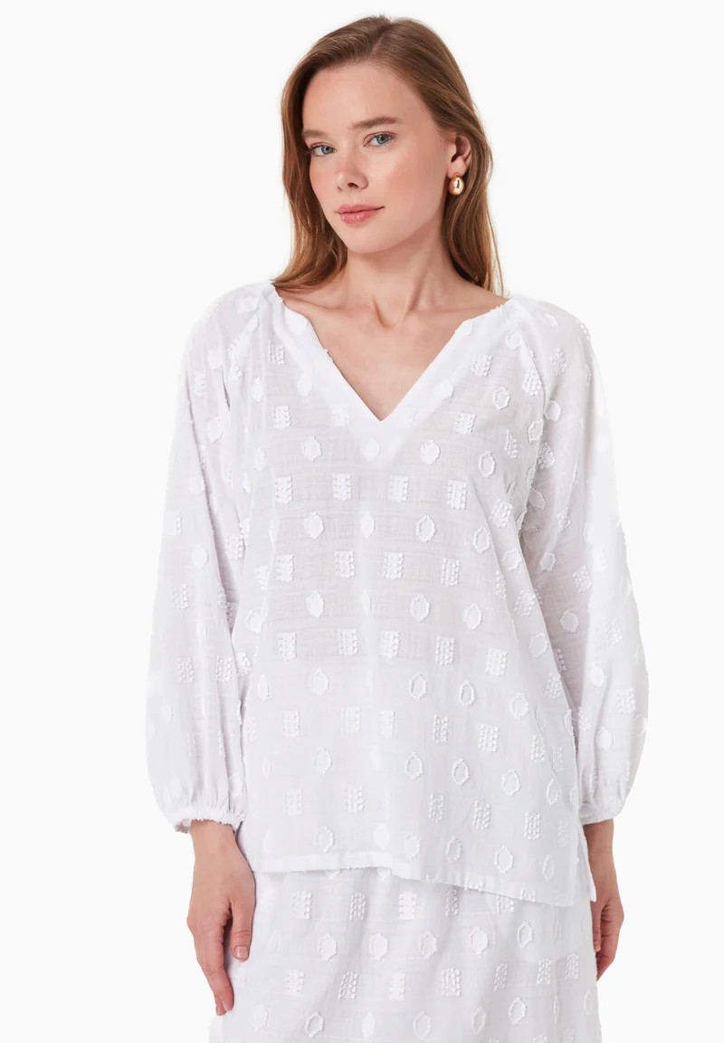 Bluse aus Bio-Baumwolle im Jacquardgewebe
