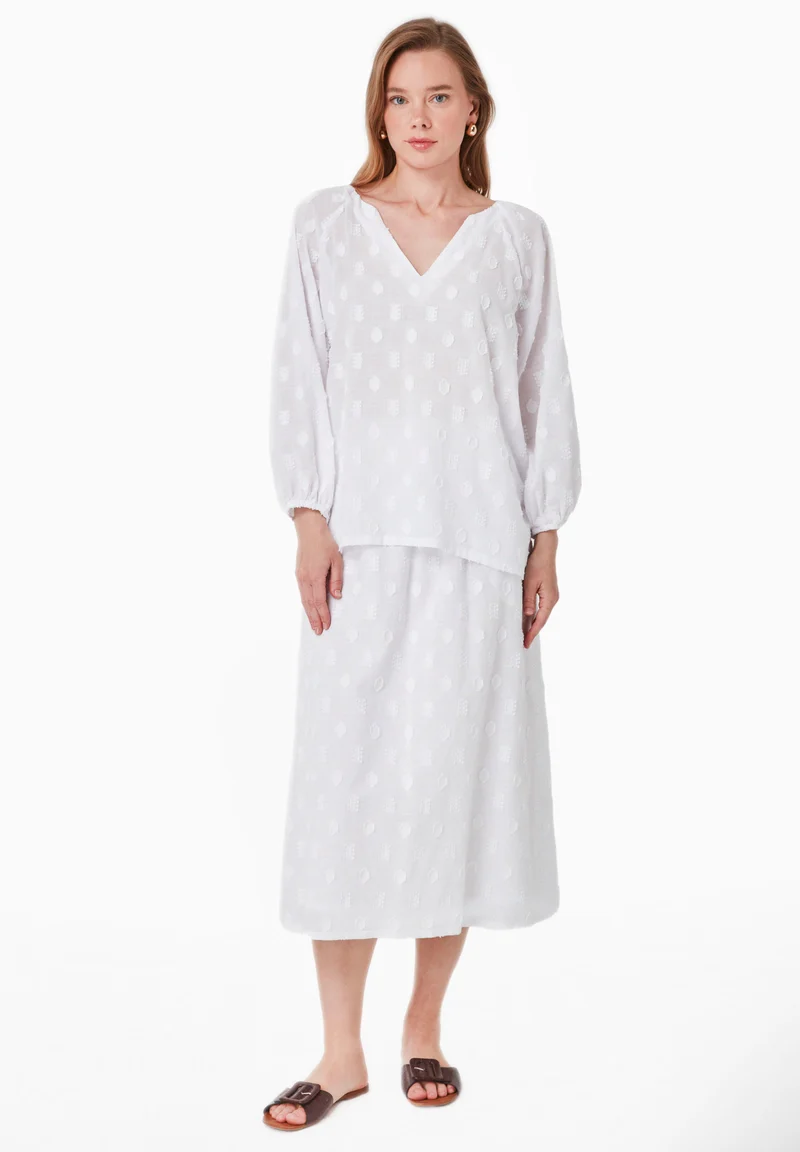 Bluse aus Bio-Baumwolle im Jacquardgewebe