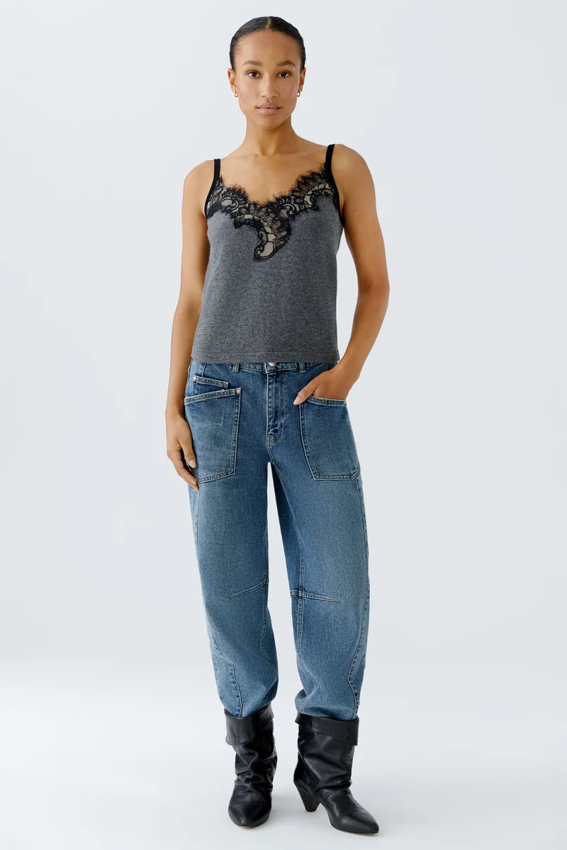 Camisole en mélange de laine à guipure