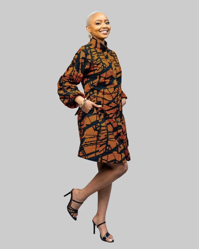 African Yuva Zahara Shift Dress - Yellow Print