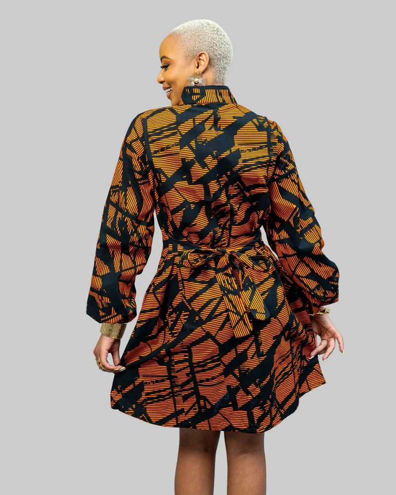 African Yuva Zahara Shift Dress - Yellow Print