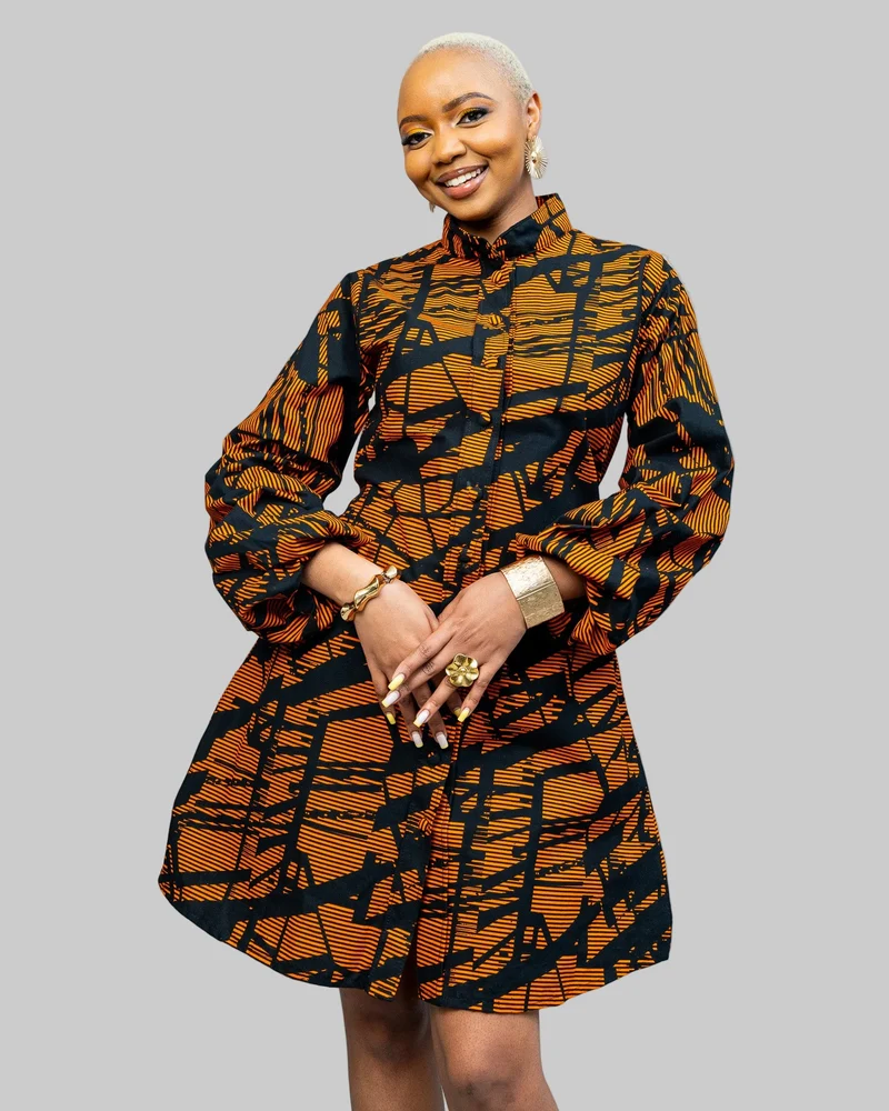 African Yuva Zahara Shift Dress - Yellow Print