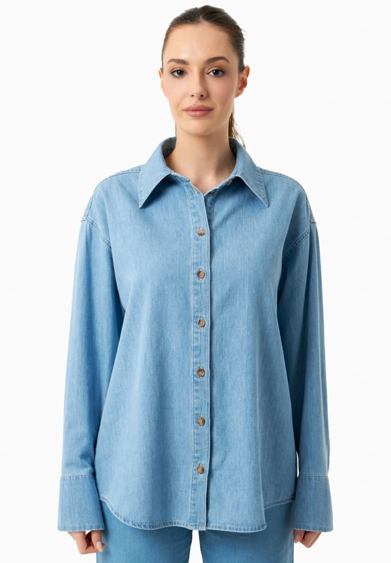Denim-Bluse aus Bio-Baumwolle