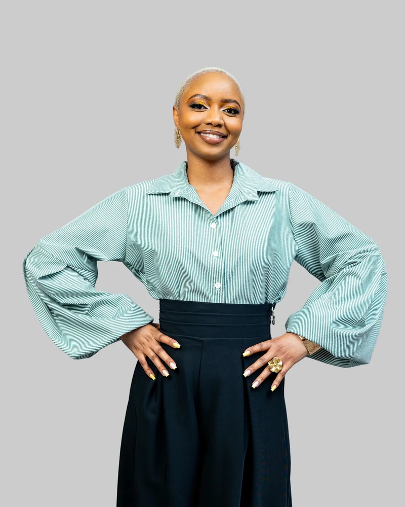 African Yuva Striped Naya Blouse - Green