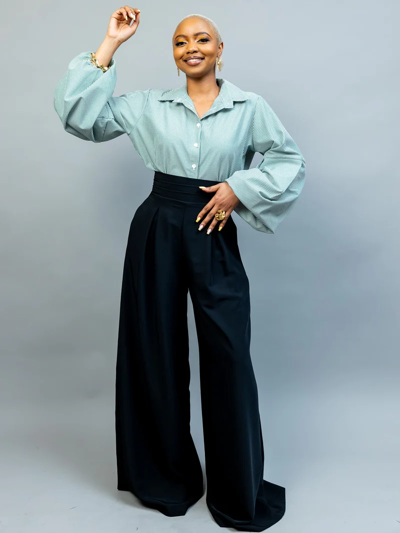 African Yuva Striped Naya Blouse - Green