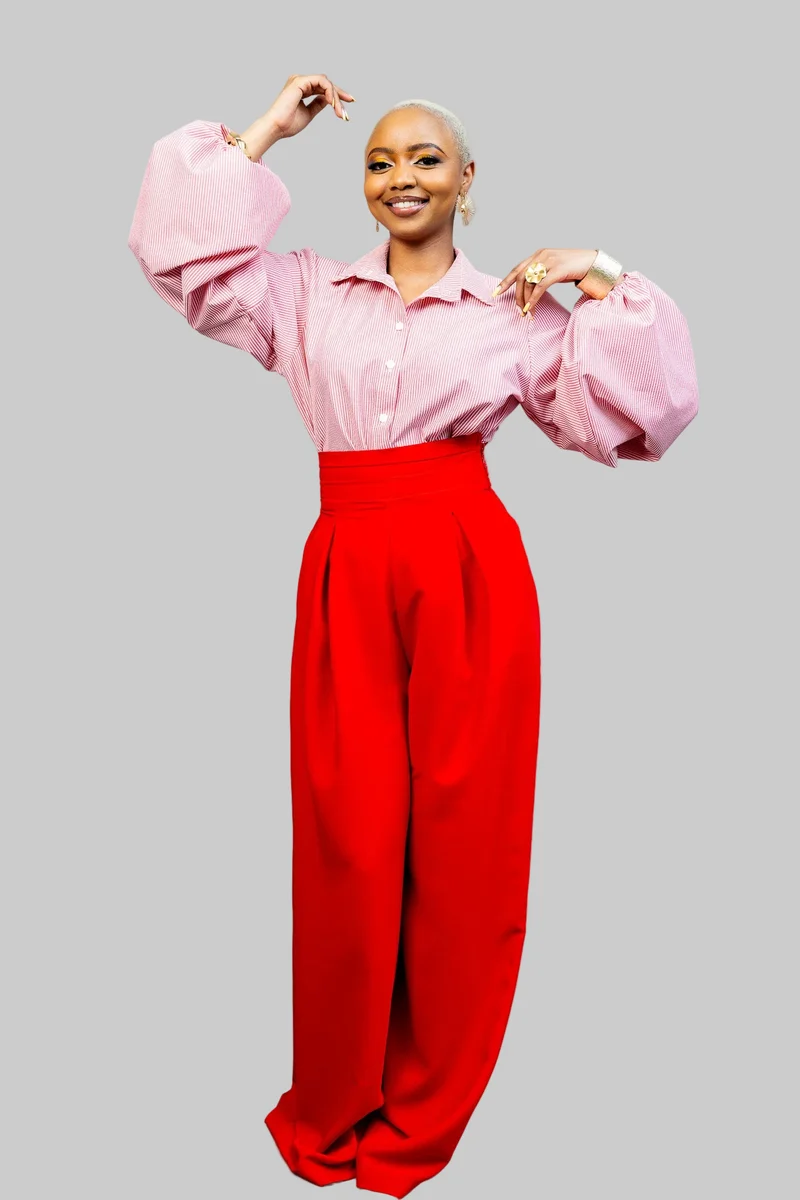 African Yuva Striped Naya Blouse - Red