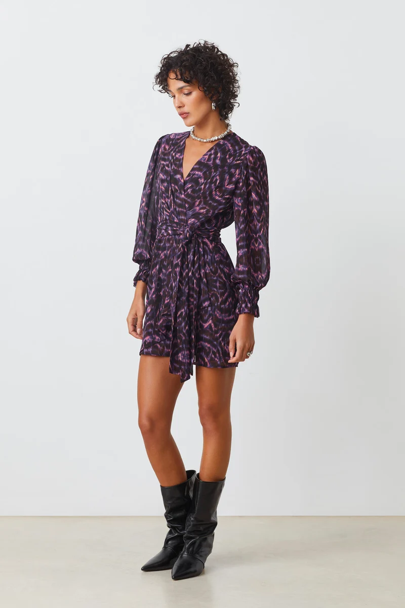 Robe courte avec imprimé ikat Cristal