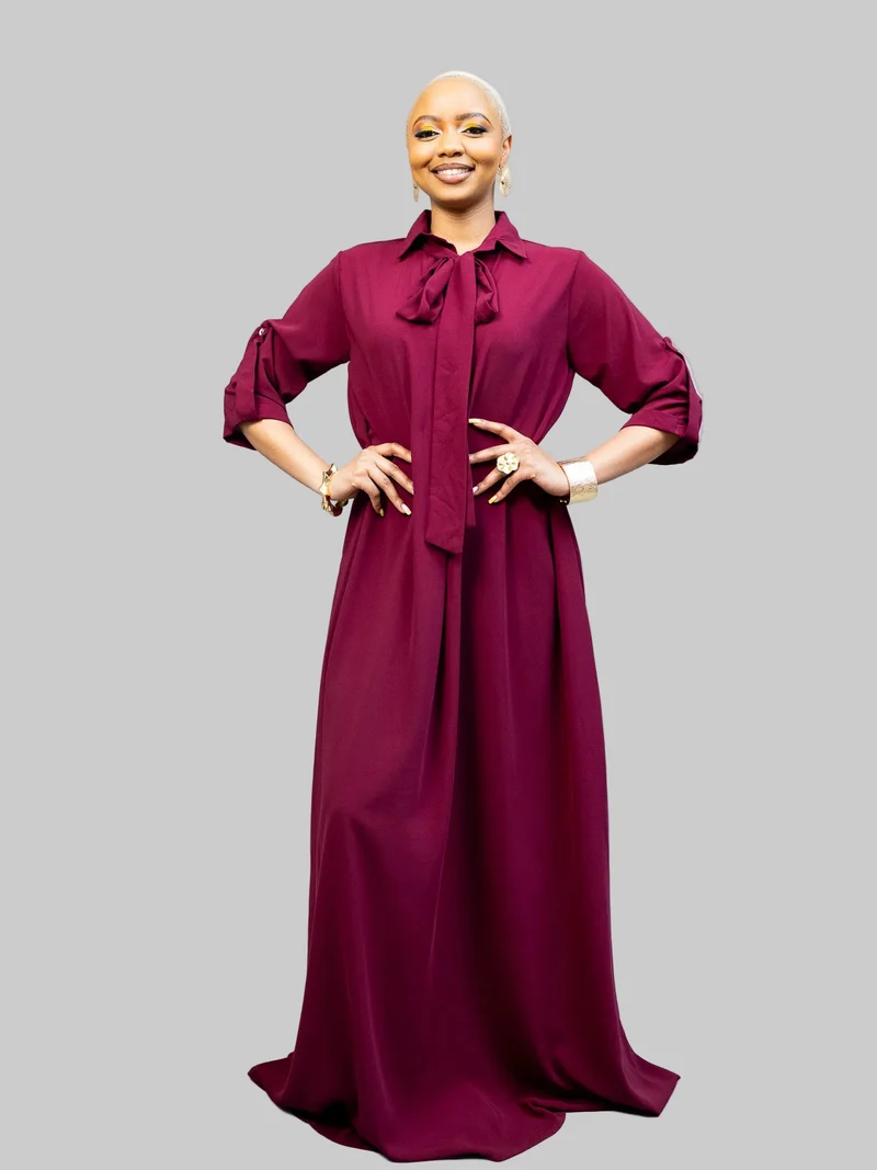 African Yuva Oasis Maxi Dress - Burgundy