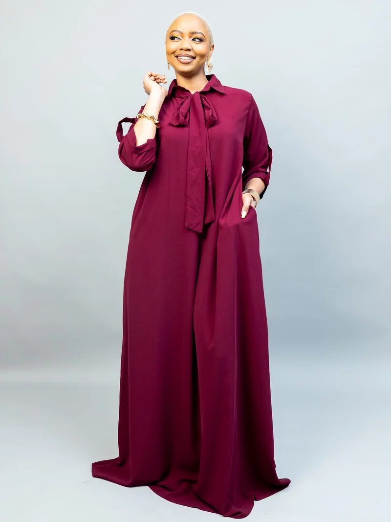 African Yuva Oasis Maxi Dress - Burgundy
