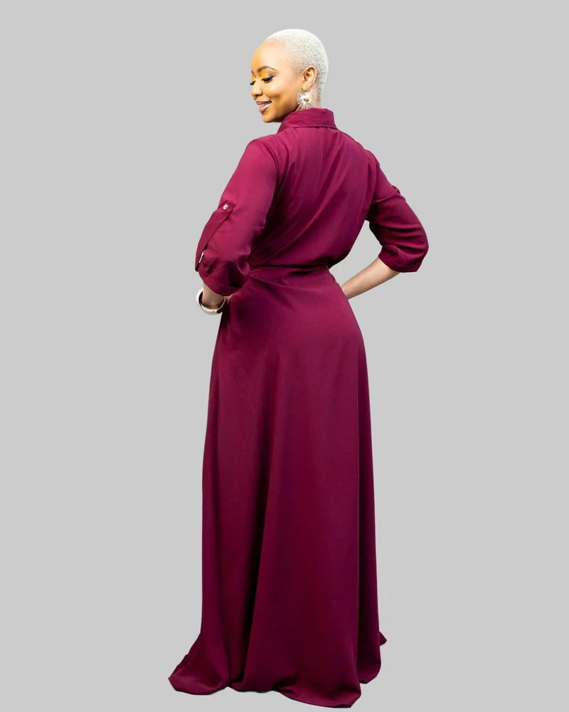 African Yuva Oasis Maxi Dress - Burgundy