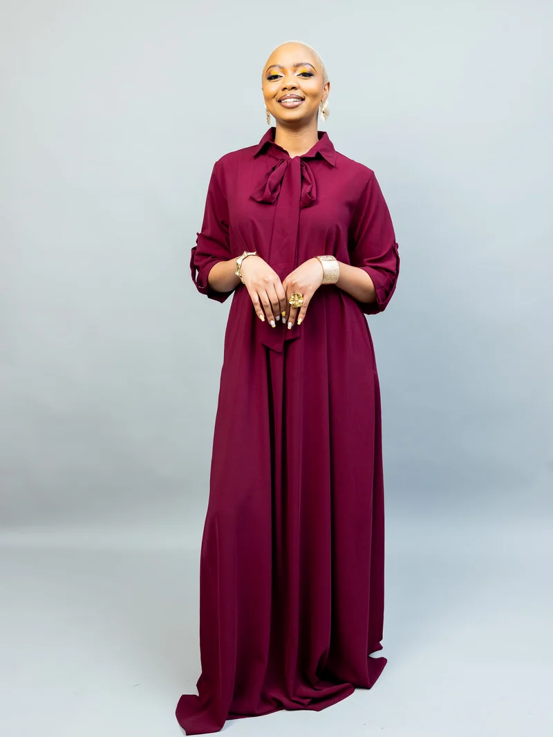 African Yuva Oasis Maxi Dress - Burgundy