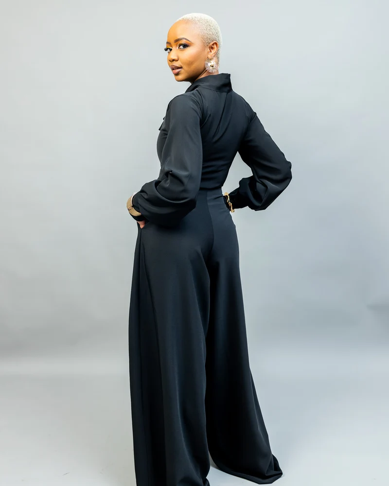 African Yuva Unfold Jumpsuit - Black