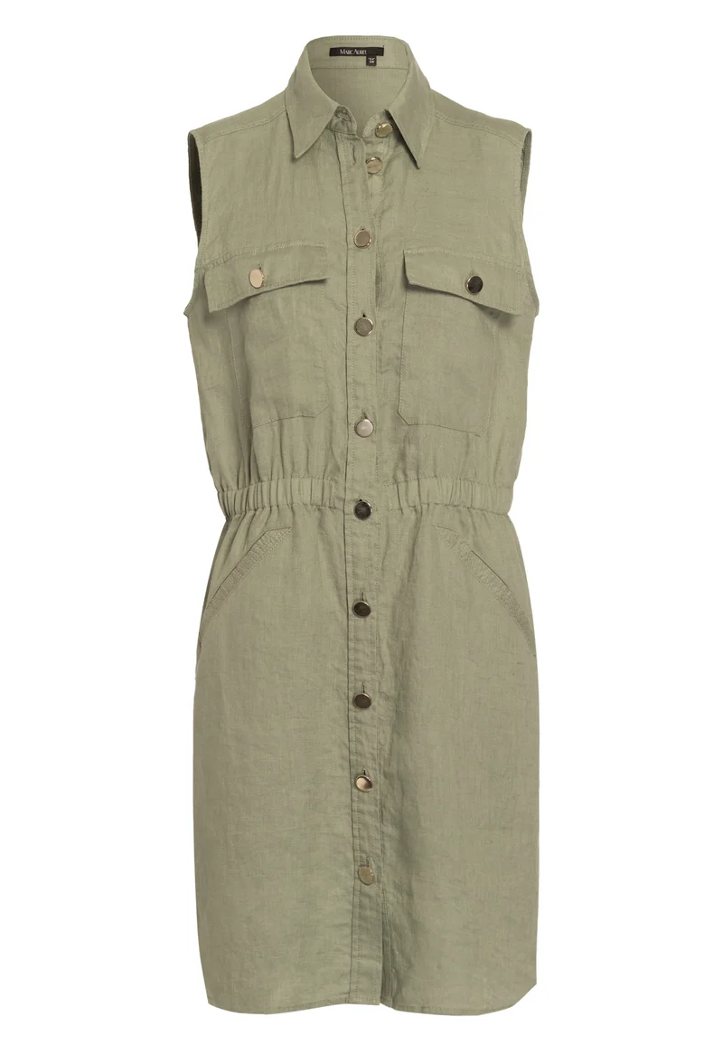 Robe chemise courte en lin sans manches