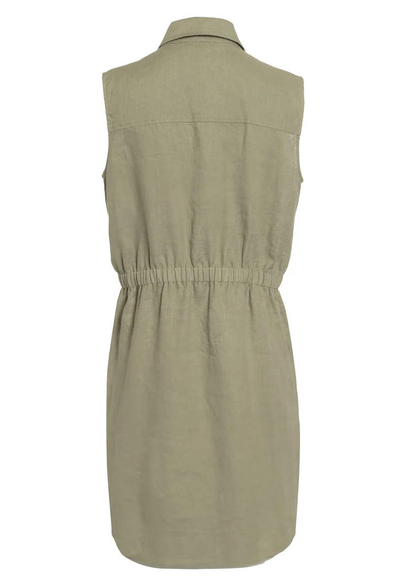 Robe chemise courte en lin sans manches