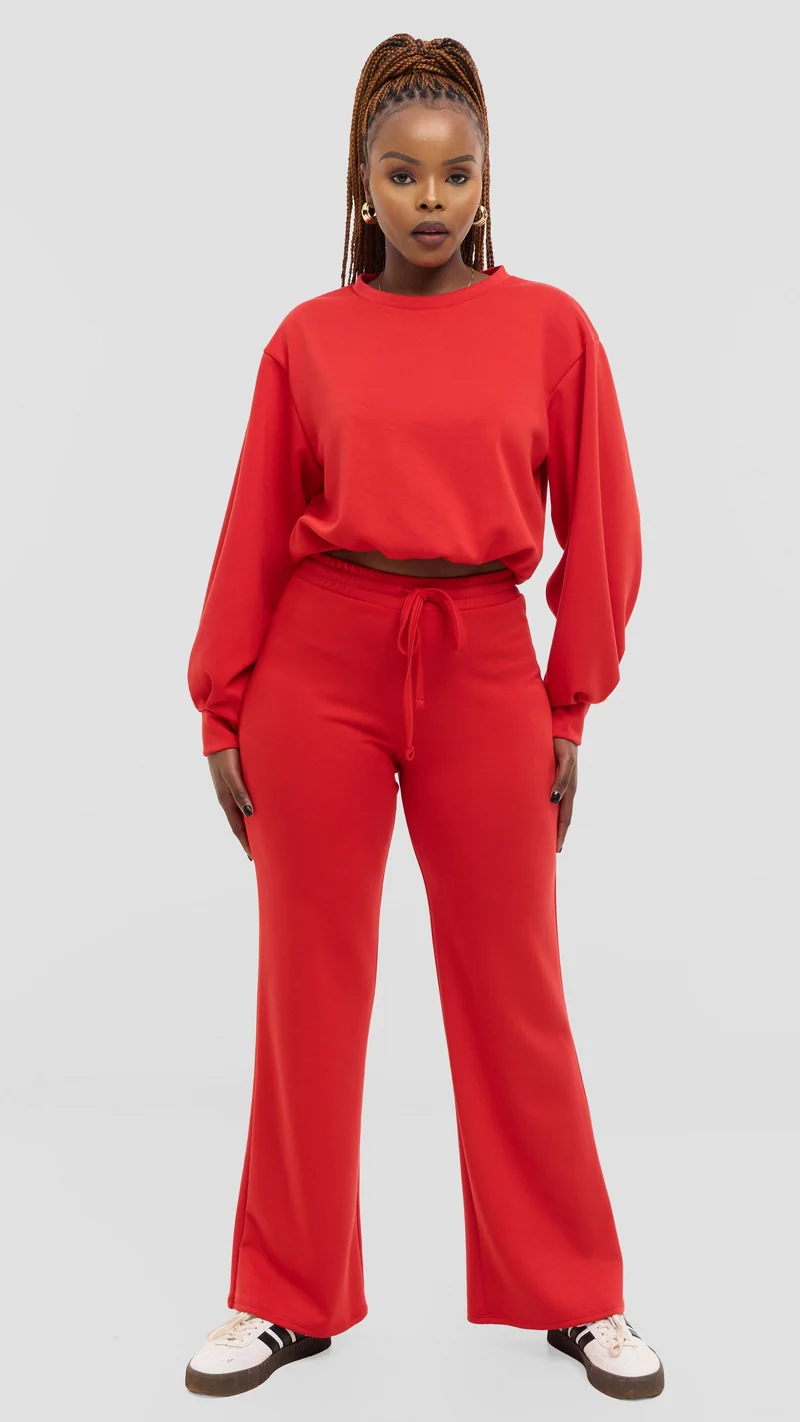 Vivo Straight Pants in Scuba - Red