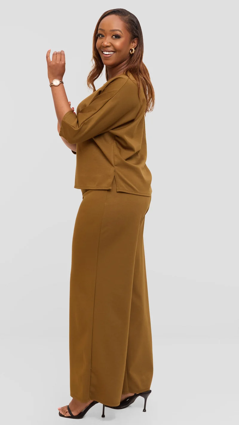 Vivo Wide Leg Pants in Scuba - Olive