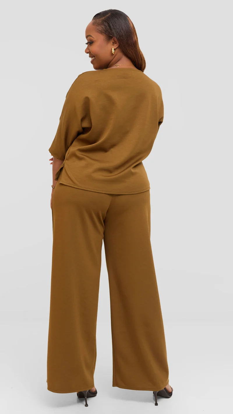 Vivo Wide Leg Pants in Scuba - Olive