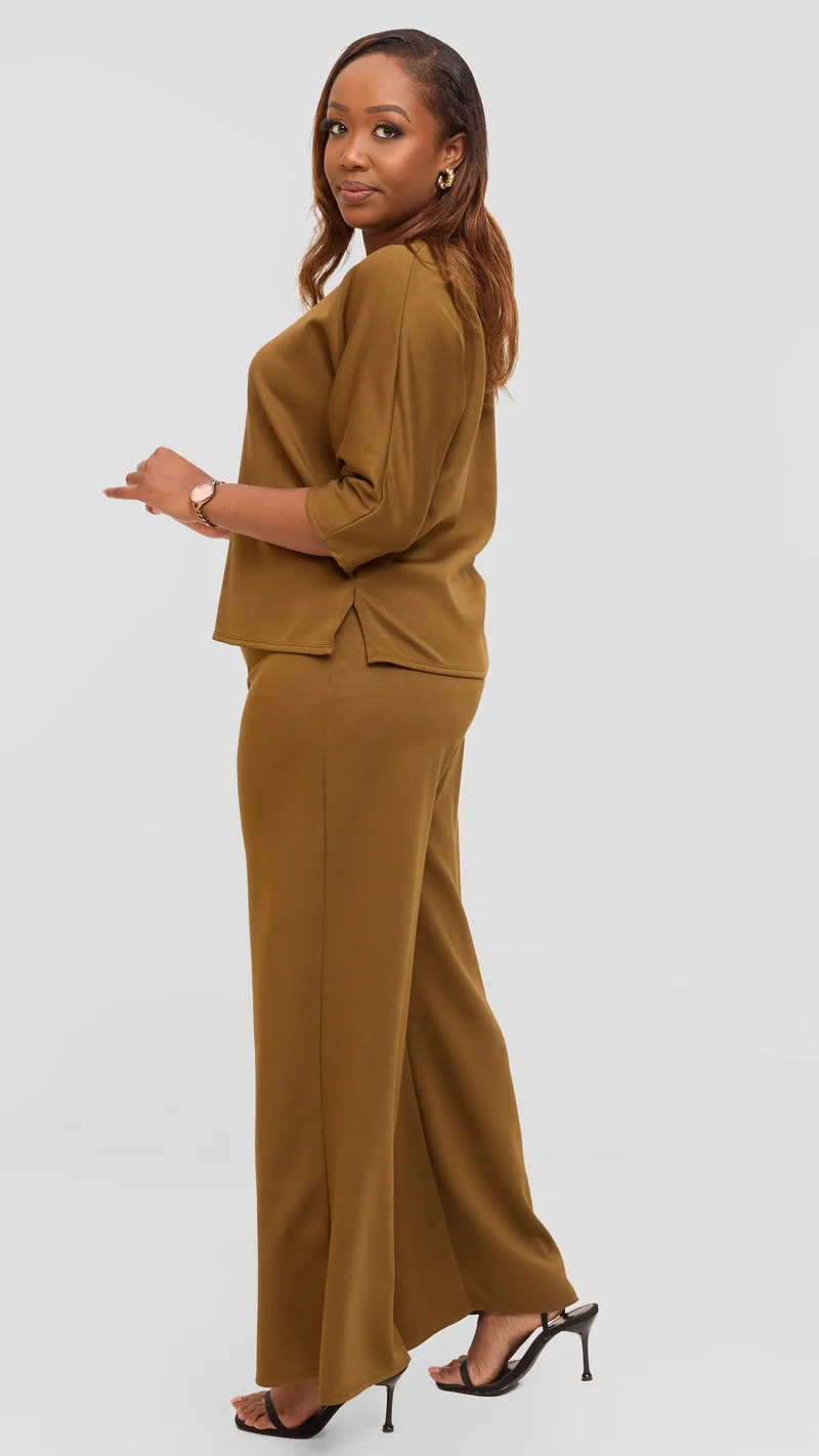 Vivo Wide Leg Pants in Scuba - Olive